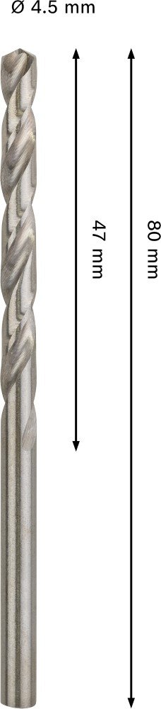 Grąžtas metalui BOSCH HSS-G, DIN 338, 4,5 × 47 × 80 mm