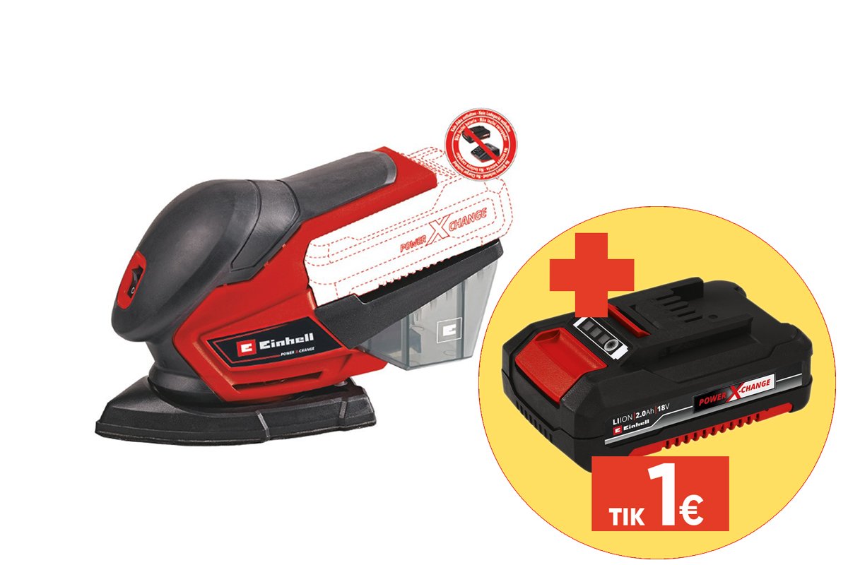 Akumuliatorinis multišlifuoklis EINHELL TE-OS 18/150 Li PXC, Solo, 18 V, Li-ion, be akumuliatoriaus, osciliacijos skersmuo 1,6 mm, osciliacijos greitis 24000/min.