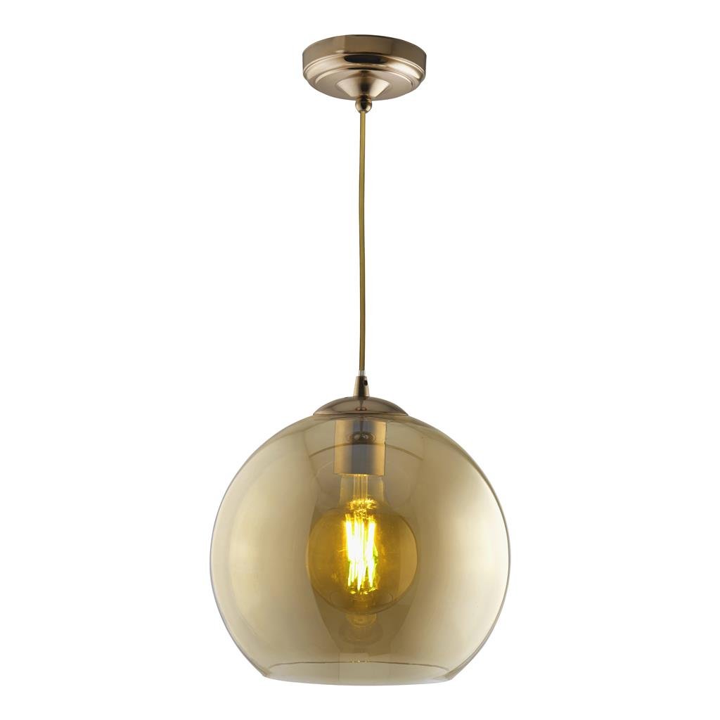 Pakabinamas šviestuvas SEARCHLIGHT Balls, E27, 1x60W, AXPxG 120x30x30 cm, antikinio žalvario sp. ir gintaro sp. stiklas, 1632AM