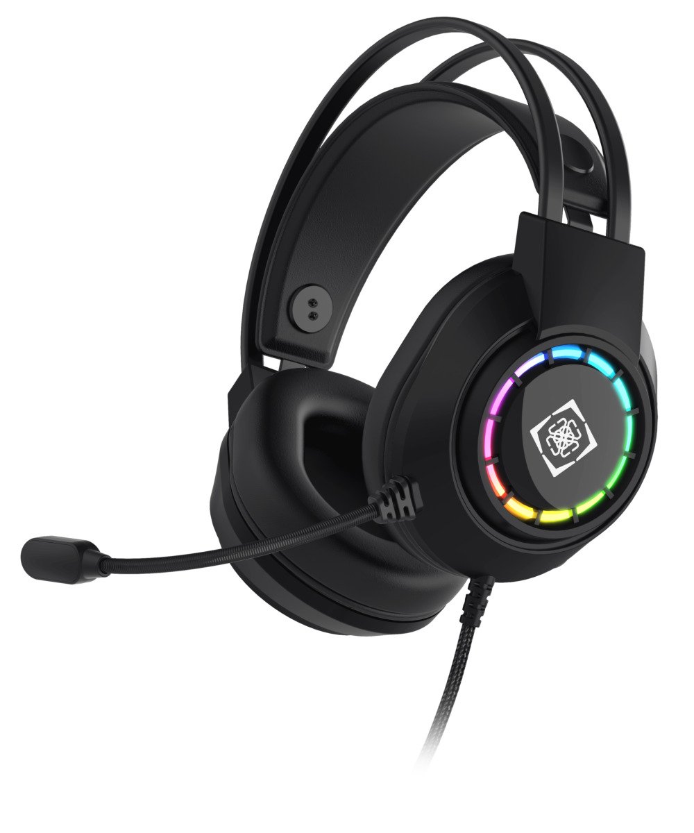 Laidinės žaidimų ausinės DELTACO GAMING DH220, USB, RGB, juodos sp., GAM-168