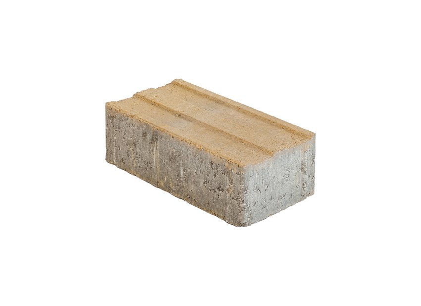 Taktilinė trinkelė BRIKERS PRIZMA 8, su linijomis, geltona, matmenys 200 x 100 x 80 mm, 1 m2 - 50 vnt.