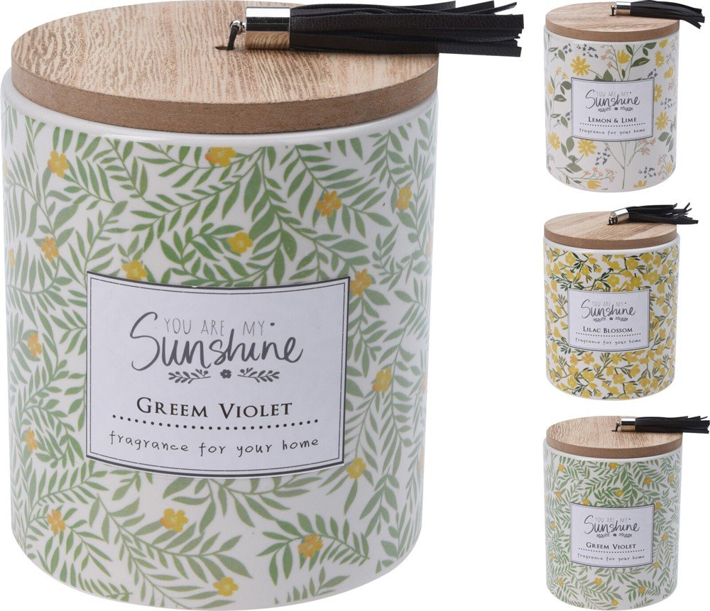 Žvakė keraminiame indelyje su dangteliu, 3 skirtingi dizainai