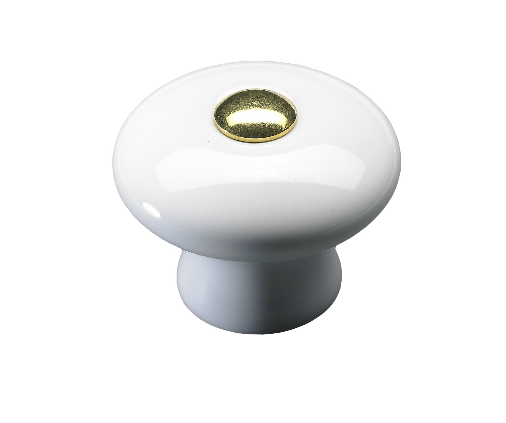 Baldų rankenėlė porcel. HETTICH, dengta žalvariu baltos sp. D32mm, 7175