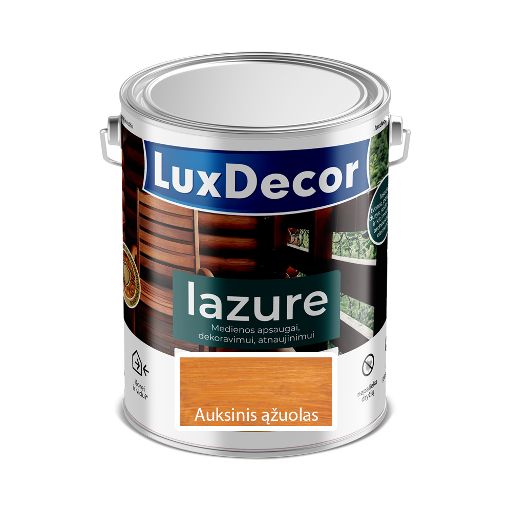 Medienos impregnantas LUXDECOR Lazure, 2,2 l, (01) Auksinis ąžuolas