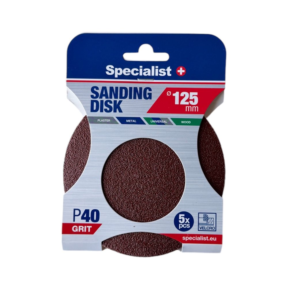 Šlifavimo diskas SPECIALIST+, P40, 125 mm, 5 vnt.
