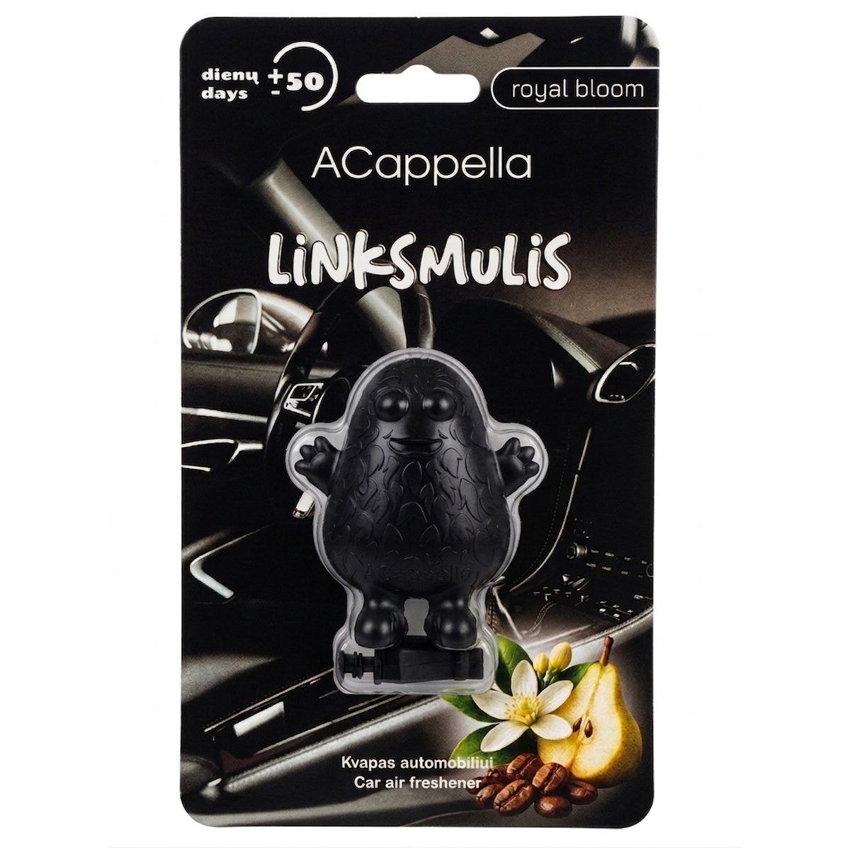 Automobilių oro gaiviklis ACAPPELLA Linksmulis Royal Bloom, į ventiliacijos groteles