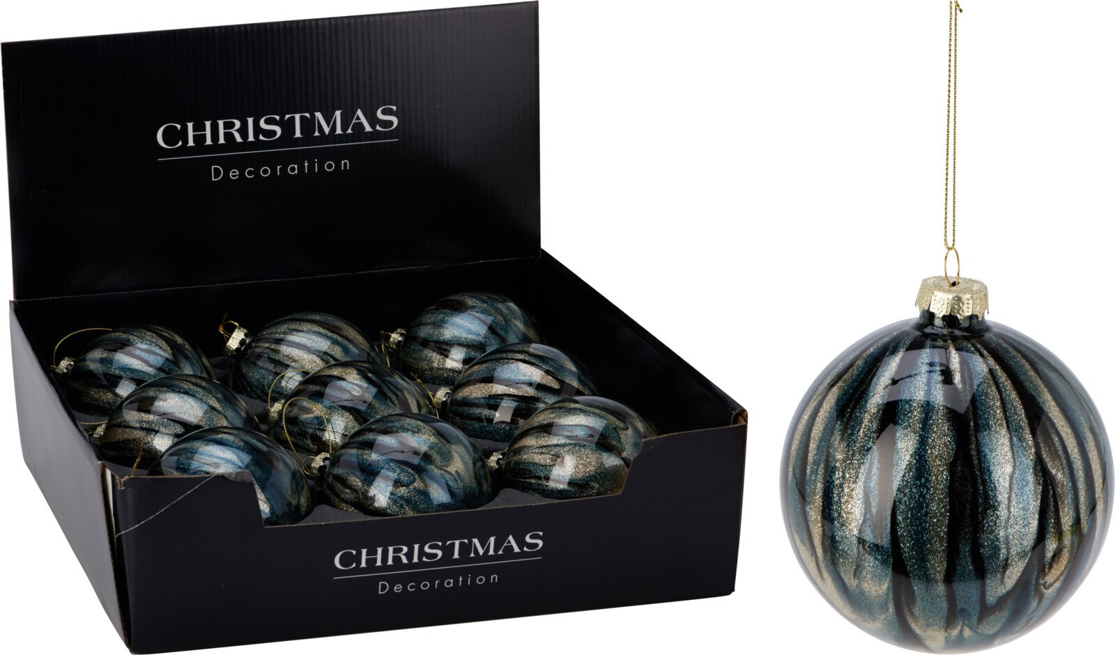 Eglutės žaisliukas, stiklas, mėlynos sp., skersmuo 10 cm