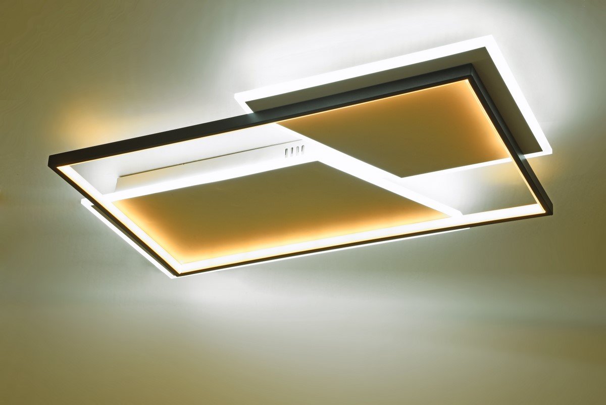 Pakabinamas LED šviestuvas BALTIK GAISMA Mx55764, 85 W, 3000+6000K, 230V, 4889 lm, 800 x 500 x 80 mm, dimeriuojamas, su pultu, juodos/baltos sp.
