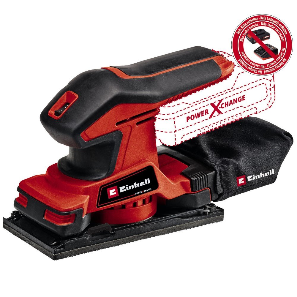 Akumuliatorinis vibracinis šlifuoklis EINHELL TC-OS 18/187 Li Solo, 18 V, naudojamo švirtinio popieriaus lapeliai 94x187 mm, be akumuliatorių ir kroviklio