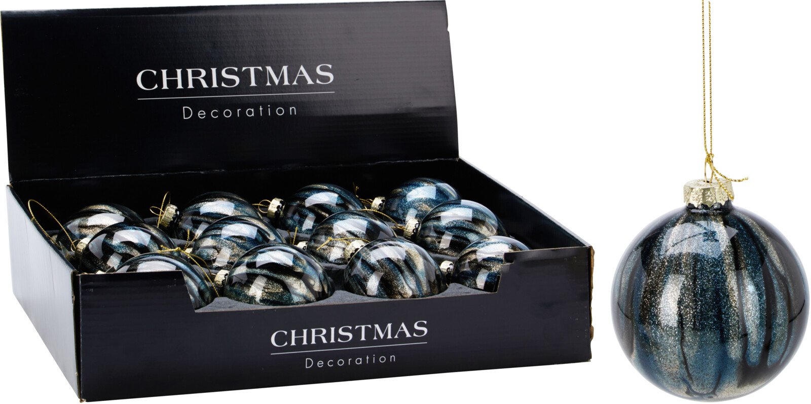 Eglutės žaisliukas, stiklas, mėlynos sp., skersmuo 8 cm