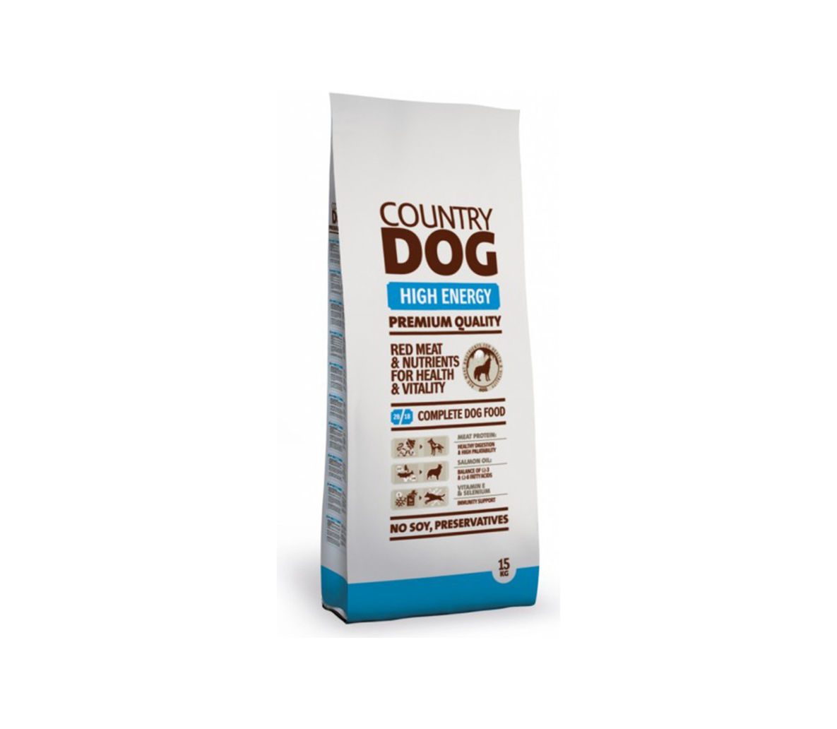 Sausas šunų ėdalas COUNTRY DOG, visų veislių, suaugusiems aktyviems šunims, 15kg