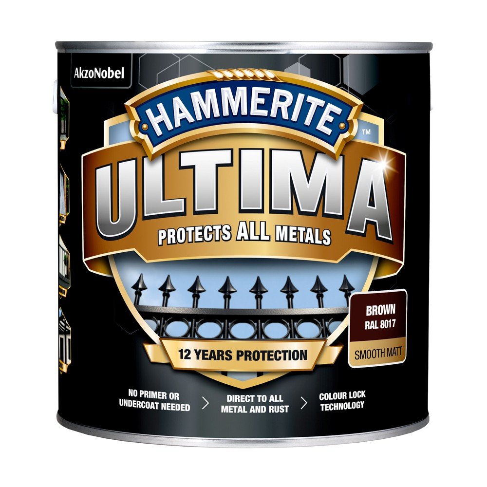 Metalo dažai HAMMERITE ULTIMA MATT BROWN, 2,2L