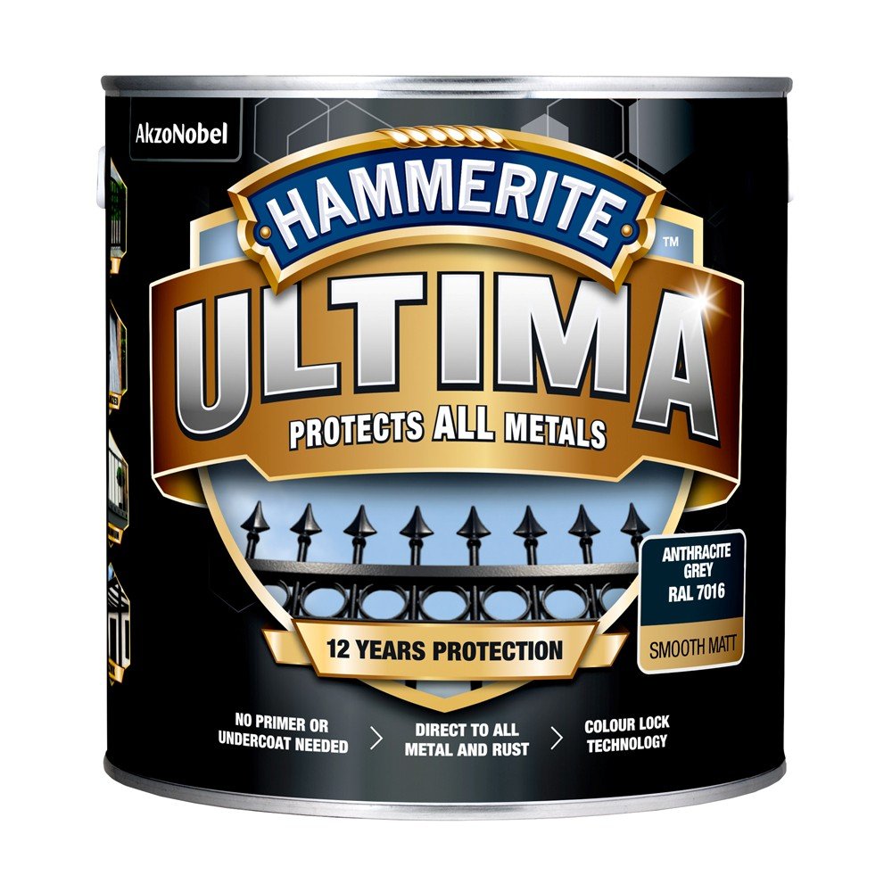 Metalo dažai HAMMERITE ULTIMA MATT ANTHRACIT, 2,2L