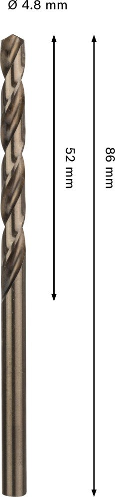 Grąžtas metalui BOSCH HSS-Co, DIN 338, 4,8 × 52 × 86 mm