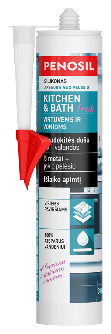 Silikoninis hermetikas PENOSIL Kitchen & Bath Fresh, bespalvis, 310 ml, virtuvės ir vonios