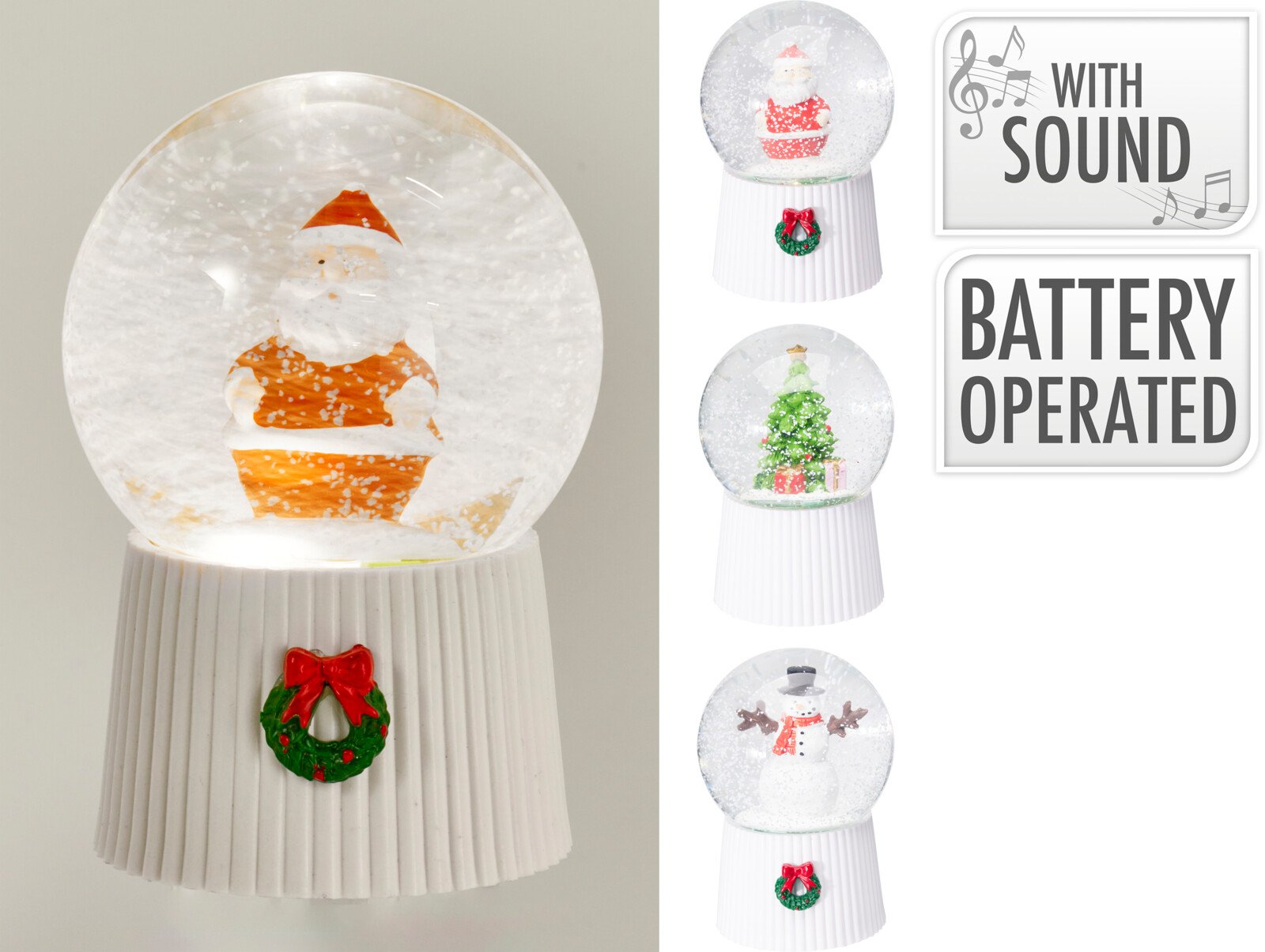 Kalėdinė LED dekoracija, su garsu, 10 x 10 x 14,7 cm, 3 skirtingi dizainai, be baterijų