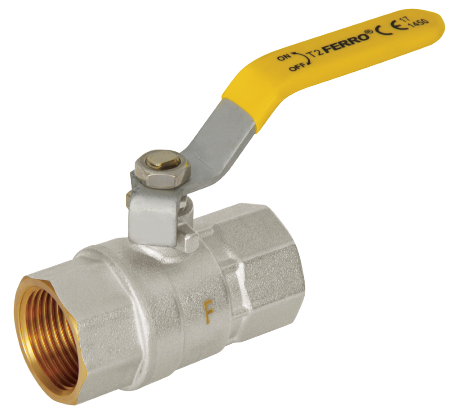 Rutulinis ventilis dujoms FERRO G18, 1/2", ilga rankena, vidus/vidus, KGS1