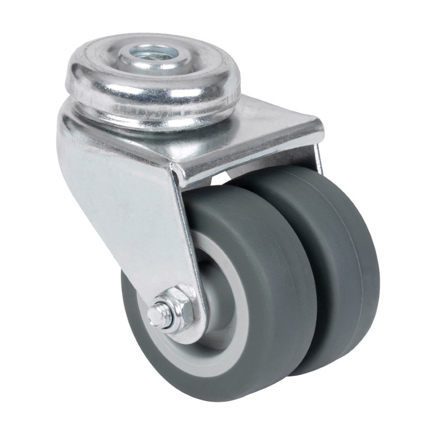 Pasukamas dvigubas ratukas WALTECO, d-50 mm, su skyle, apkrova 70 kg