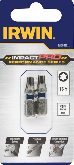 Smūginiai sukimo antgaliai IRWIN Impact Pro, 25 mm, 2 x T25