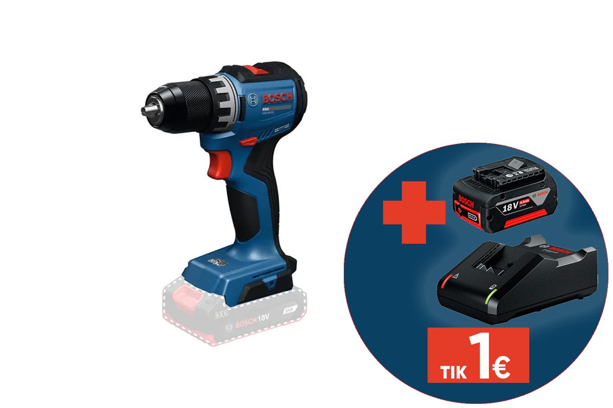 Akumuliatorinis gręžtuvas BOSCH Professional GSR 18V-52 SOLO, 18 V, be akumuliatoriaus ir kroviklio, 06019S0020