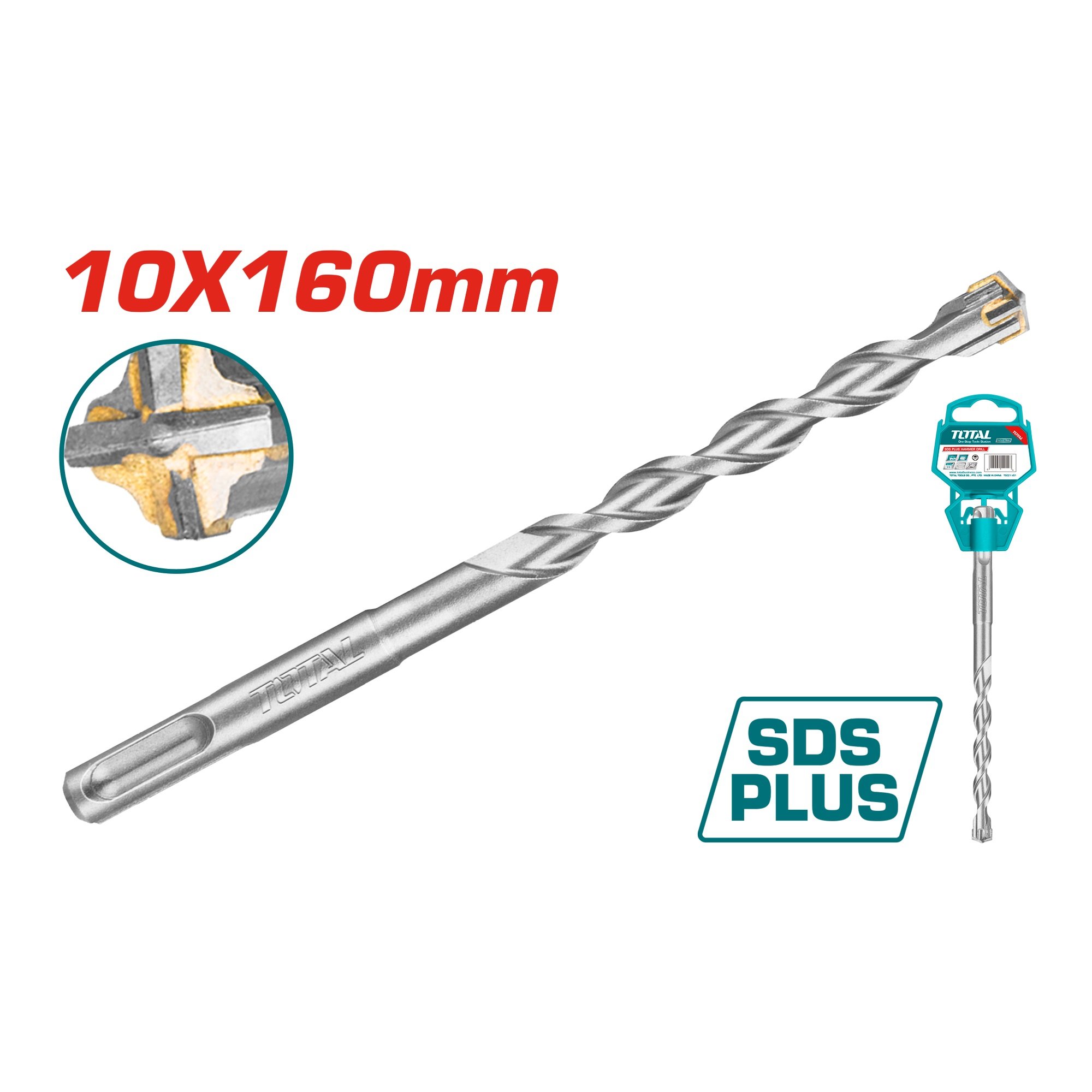 Grąžtas betonui SDS plus cross TOTAL, TCT, 10x160mm, TAC311002C