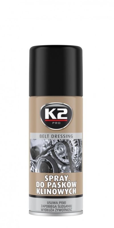 Aerozolinė priemonė K2 Belt dressing, variklio diržui, apsaugo nuo džiuvimo, nuslydimo ir trūkimo galimybės, 400 ml