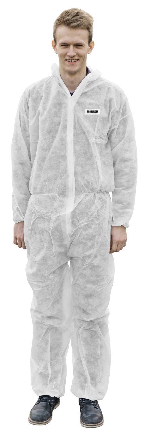 Vienkartinis kostiumas PROBUILDER, baltas, XL dydis