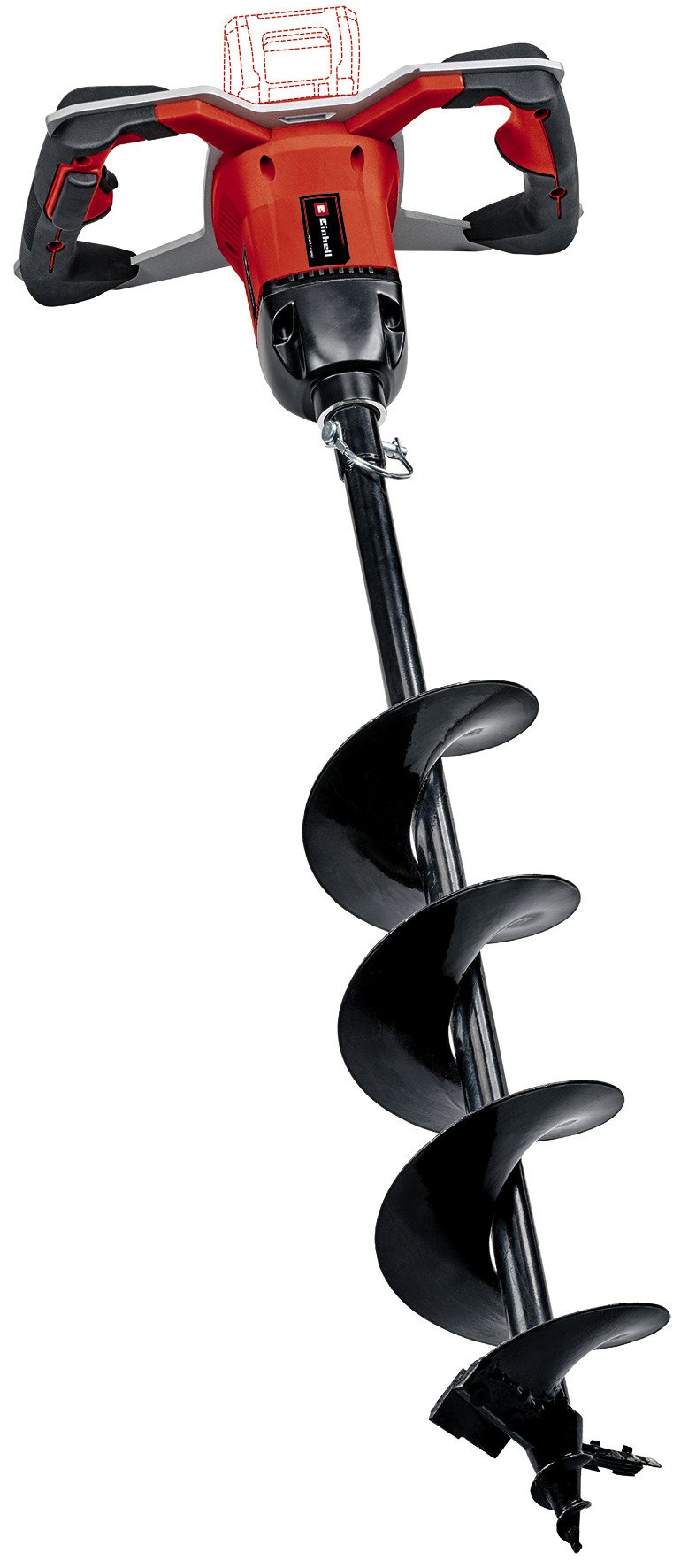 Akumuliatorinis žemės grąžtas EINHELL GP-EA 18/150 Li BL-Solo, grąžto skersmuo: 150 mm, ilgis 80 cm, svoris 6 kg, be akumuliatoriaus ir pakrovėjo