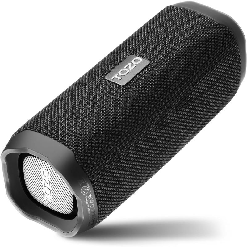 Kolonėlė TOZO PA2, baterijos talpa 2000 mAh, 16W, veikimo laikas vienu pakrovimu 25 val., IPX7 atsparumas vandeniui, nešiojama Bluetooth kolonėlė,  juodos sp.