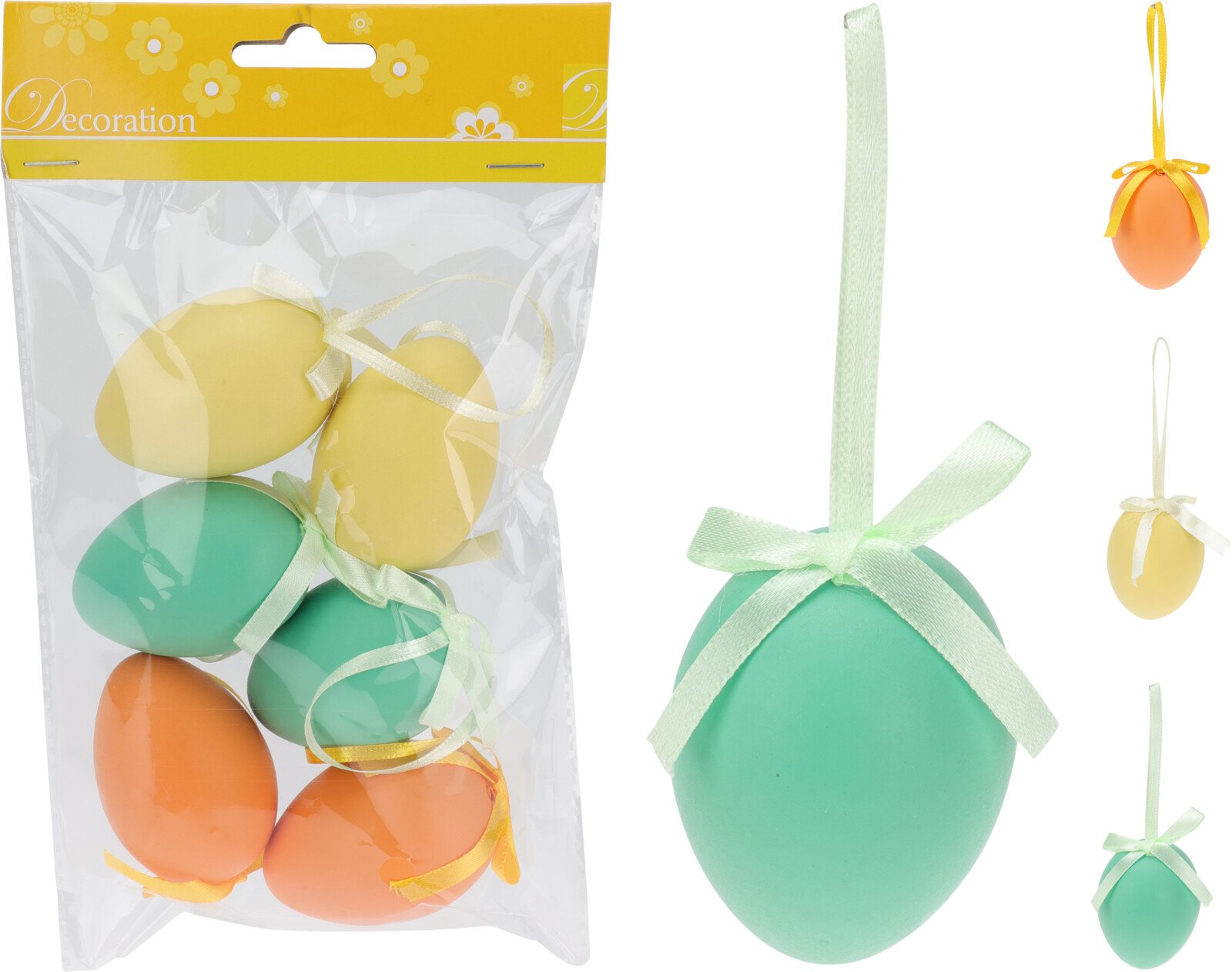 Velykiniai pakabinami margučiai, 6 cm, 6 vnt., 3 skirtingos sp.