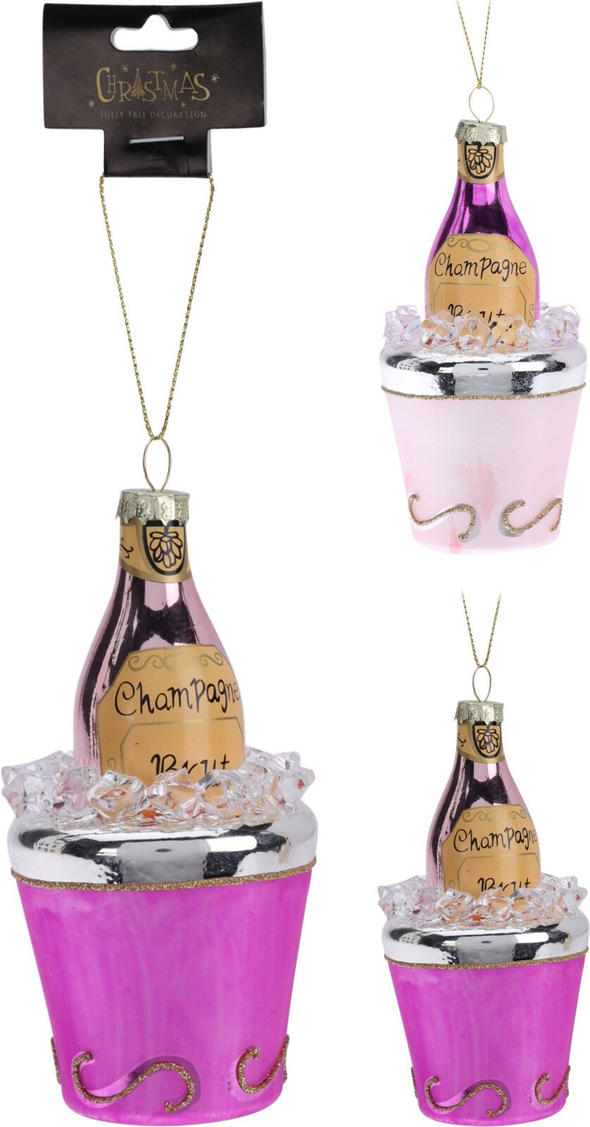 Eglutės žaisliukas Šampanas, rožinės arba fuksijos sp., 120 x 65 mm