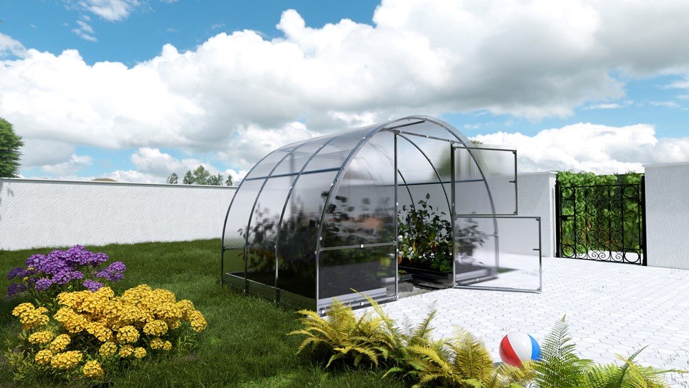 Šiltnamis KLASIKA Easy, 6 m2, 6 mm polikarbonatinė danga, 3 x 2 m, arkos formos
