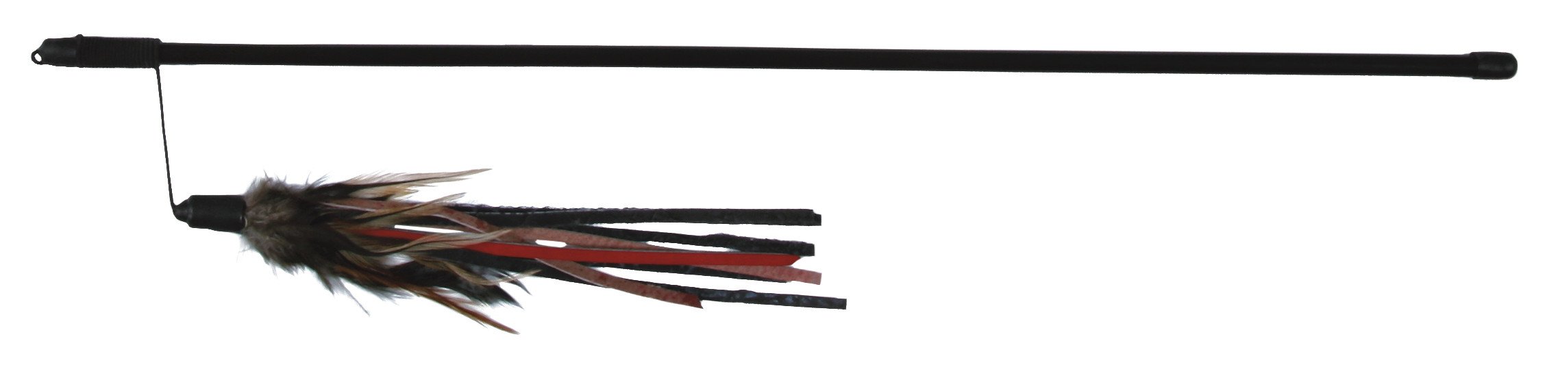 Meškerė, su plunksna ir odinėmis juostelėmis, 50cm