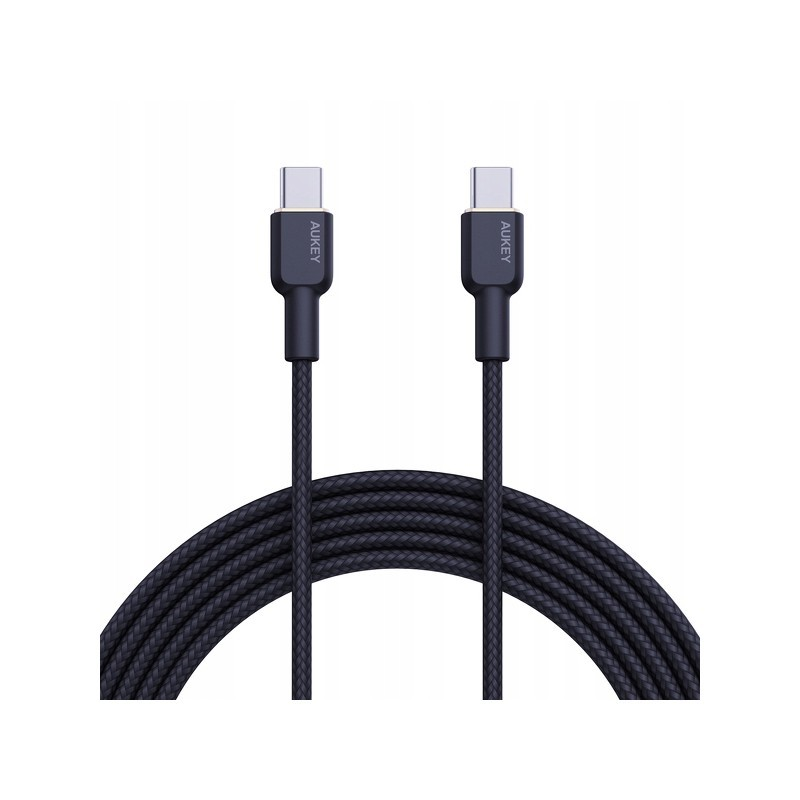 Įkrovimo laidas AUKEY, USB-C į USB-C, pintas kabelis, ilgis 1.8m, 60W/480Mbps, juodos sp., EU001-LLTSN1040021