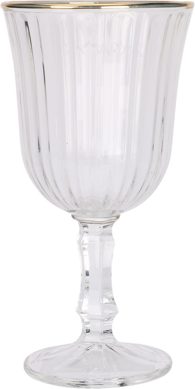 Taurė vynui, skaidri, paauksuotais kraštais, 240 ml