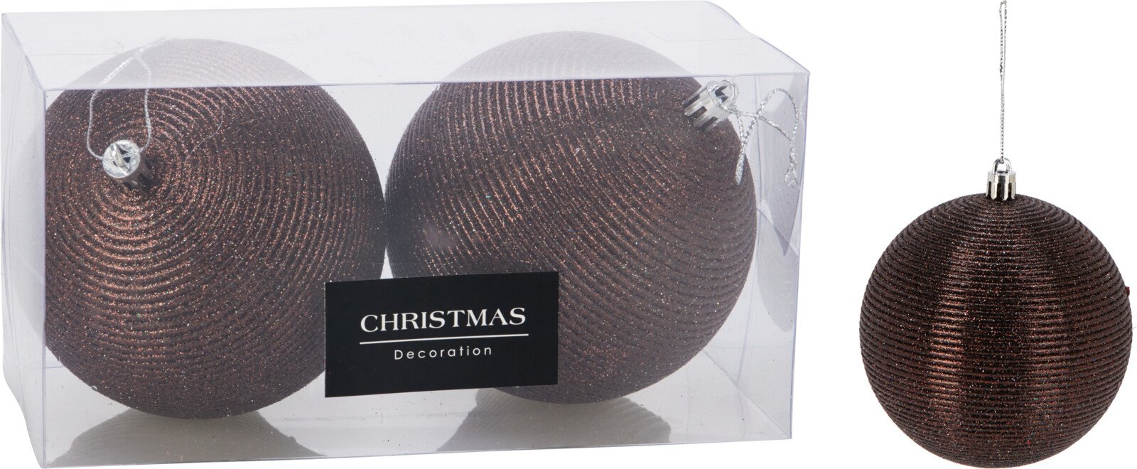 Eglutės žaisliukų rinkinys, 2 vnt., rudos sp., skersmuo 10 cm