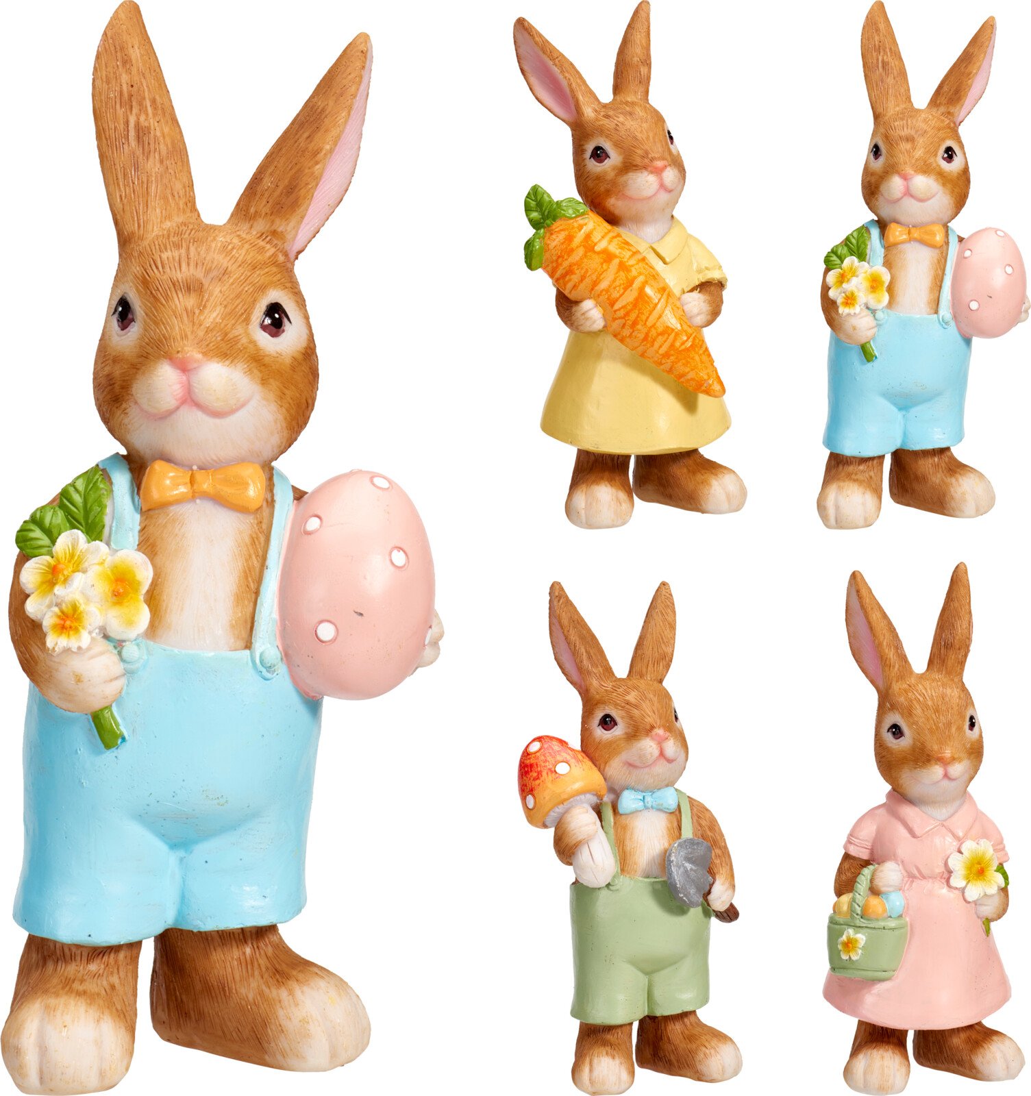 Velykinė dekoracija Triušis, 18 cm, 4 skirtingų dizainų