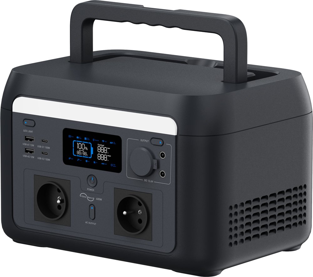 Nešiojama elektros stotelė HINEN PS600, akumuliatoriaus talpa 512WH, nuolatinė išvestis 600W