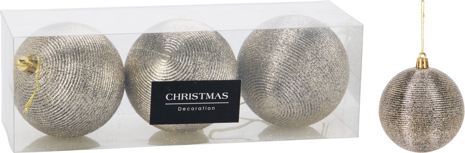 Eglutės žaisliukų rinkinys, 3 vnt., auksinės sp., skersmuo 8 cm