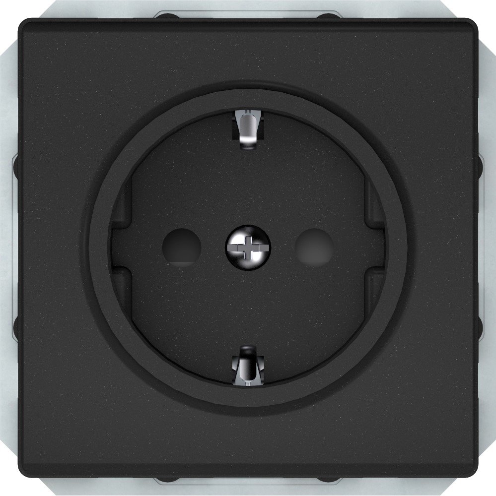 Kištukinis lizdas VILMA ST150, įleidžiamas, be rėmelio, su įž., su užsklanda, juoda matinė sp., RP16-002-22