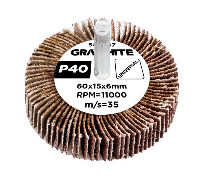 Žiedlapinis šlifavimo cilindras GRAPHITE, 60 x 15 x 6 mm, P40