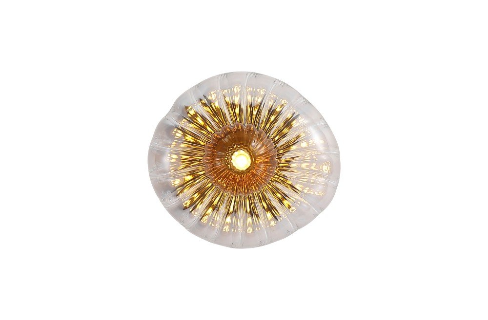 Pakabinamas šviestuvas SEARCHLIGHT Sunbeam, G9, 1 x 7W, 230V, skaidrus ir gintarinis raukšlėtas stiklas, 135 x 135 x 127 mm, 24122-1BK