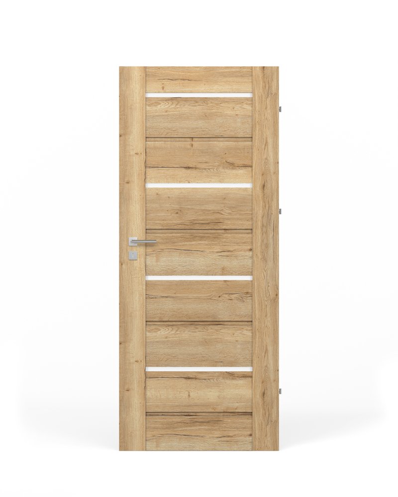 Laminuotos vidaus durys su užlaida VIVENTO PL-04, dešininės, spl. Halifax oak, 2030x844x40 mm