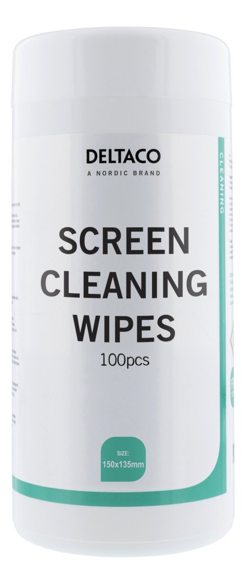 Ekrano valymo servetėlės DELTACO, skirtas visų tipų monitoriams, 100 vnt., CK1003