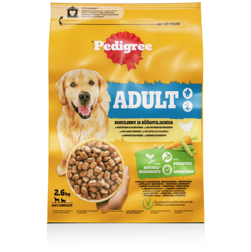 Sausas ėdalas šunims PEDIGREE, su paukštiena ir daržovėmis, 2.6kg