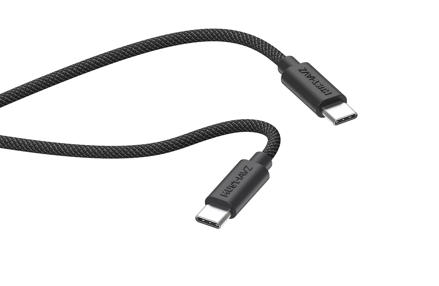 Įkrovimo laidas MUSTHAVZ, USB-C į USB-C pintas laidas, 2 m, 100W, juodos sp., MHBRCABUSBCLB