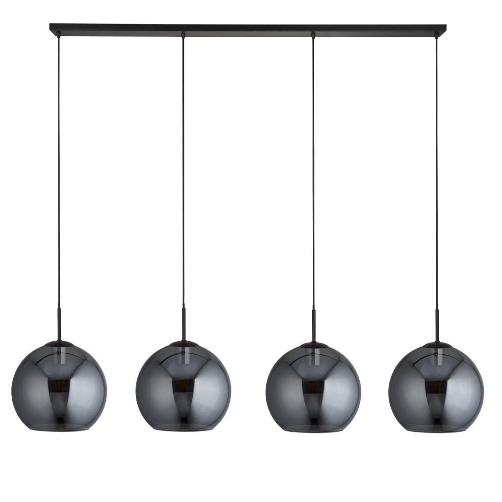 Pakabinamas šviestuvas SEARCHLIGHT Amsterdam, 4LT, E27, 4x60W, AXPxG 241x175x30 cm, juodos sp. metalas ir dūminis stiklas, 1024-4SM