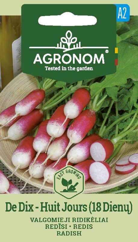 Daržovių sėklos, AGRONOM ridikėliai valgomieji DE DIX-HUIT JOURS (18), 4 g.