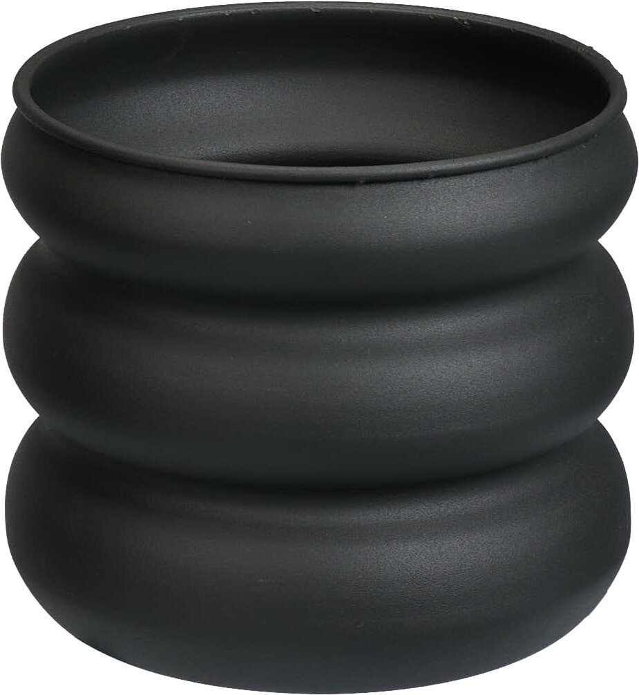 Lauko vazonas, metalinis, banguotas, juodos sp., 20 x 20 x 17,8 cm.