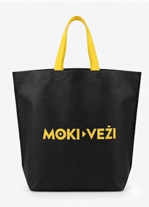 Neaustinės medžiagos maišelis MOKI VEŽI, 2 rankenos